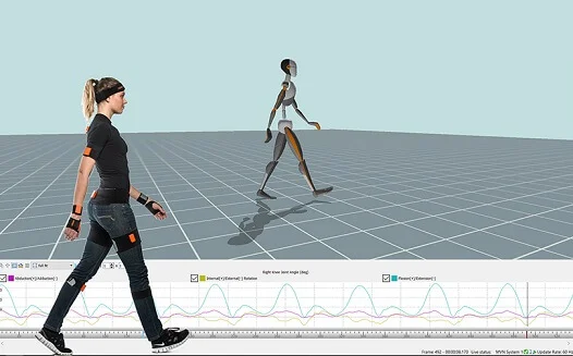 Xsens, voorbeeld van 3D houdingsanalyse