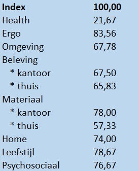Index uit de risicoanalyse beeldschermwerk en telewerk